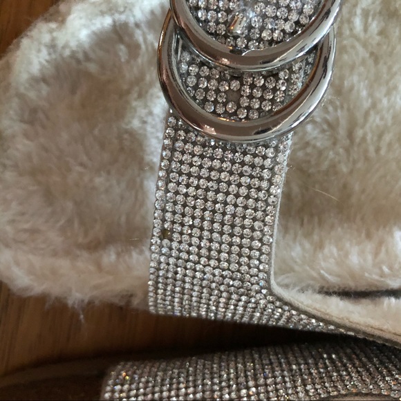 Lenna Rhinestone Steve Madden Fur Sandals - Picture 6 of 7
